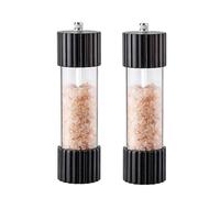 Rozhuhro Ensemble de moulins à sel et à poivre en acrylique, lot de 2 moulins manuels, rechargeables en bois de chêne avec mécanisme de broyage en céramique réglable, pour la cuisine,8 inches
