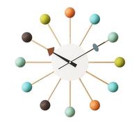 Rozhuhro Horloge murale à boule en bois, horloge murale à quartz style milieu du siècle, horloge murale décorative moderne silencieuse (sans tic-tac), fonctionne sur piles, pour maison,50CM