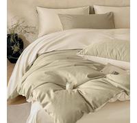 Rozhuhro Parure de lit 100% Coton, Housse de Couette Jacquard 3D de Luxe, Ensemble de literie Double Face Simple et Doux 4 pièces avec Fermeture éclair, Couette Non Incluse,Green 2,King
