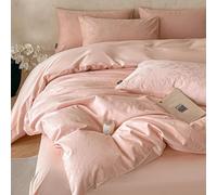 Rozhuhro Parure de lit 100% Coton, Housse de Couette Jacquard 3D de Luxe, Ensemble de literie Double Face Simple et Doux 4 pièces avec Fermeture éclair, Couette Non Incluse,Pink 3,Full