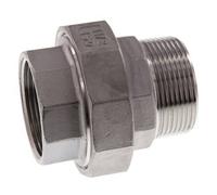 Rp 1 1/2'' x R 1 1/2'' F/M Mamelon double en acier inoxydable 3-pièces avec joint plat 16 Bar