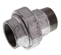 Rp 1 1/2'' x R 1 1/2'' F/M Zincé Fonte Mamelon double 3 pièces avec joint conique 25 Bar
