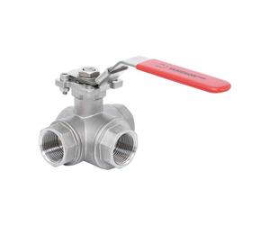 Rp 1'' Vanne à bille 3 voies passage en L en acier inoxydable 69 bar RTFE ISO-Top F05 - TamesonPRO 1125-100-L