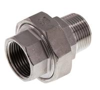 Rp 1'' x R 1'' F/M Mamelon double en acier inoxydable 3-pièces avec joint plat 16 Bar