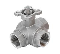 Rp 3/8'' Vanne à bille 3 voies passage en L en acier inoxydable 69 bar RTFE ISO-Top F04 - TamesonPRO 1125-038-L