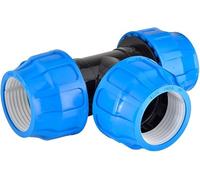 RP RIEGOPRO - Té égal PE pour tuyaux d'eau et d'arrosage | Fitting polyéthylène haute pression | Joints sûrs pour jardin, potager et agriculture (1 unité, 32 mm)