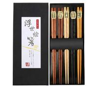 Rpanle 5 Paires Baguettes Japonaises Baguettes en Bois 22.5cm Chopstick Traditionnelle et Elégante Réutilisable Bambou Naturel Baguette pour Cuisine Maison Hôtel Restaurant