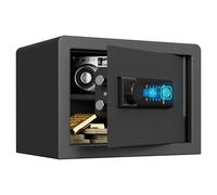RPNB Mini coffre fort empreinte digitale, petit coffre-fort en acier, 14 L | Coffre-fort biométrique,clavier rétroéclairé,port USB-C d'urgence,mode silencieux,étagère amovible,maison,bureau,hôtel,bijoux