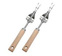 RQcMid Lot de 2 désherbeurs - Gadgets de jardin pour personnes âgées - Grattoir à joints avec poignée en bois - Aide de jardin pour enlever les pissenlits et les chardons
