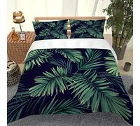 RQXRTR Housse De Couette 240X260cm Feuilles Vertes Tropicales - Parure De Lit Adulte en Microfibre, Housse De Couette 2 Personnes avec Fermeture Éclair, Parure Housse avec 2 Taie d'oreiller 65X65 cm