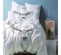 RQXRTR Parure De Lit 240X260cm Ado Adulte Housse De Couette, 3 Pièces Cerf Animal Imprimé Parure De Couette en Microfibre avec Fermeture Éclair avec 2 Taies d'oreiller 65X65 cm