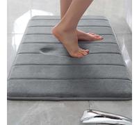 Rr tianshi Tapis de bain antidérapant doux pour salle de bain - Extra doux - Absorbant - Séchage rapide - En mousse à mémoire de forme - 80 x 120 cm - Gris