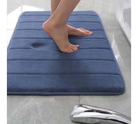 Rr tianshi Tapis de bain antidérapant doux pour salle de bain - Extra doux - Absorbant - Séchage rapide - En mousse à mémoire de forme - 80 x 120 cm - Bleu marine