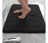 Rr tianshi Tapis de bain antidérapant pour salle de bain, extra doux, absorbant et à séchage rapide, en mousse à mémoire de forme (50 x 90 cm, noir)