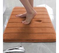 Rr tianshi Tapis de bain antidérapant pour salle de bain, extra doux, absorbant et à séchage rapide, en mousse à mémoire de forme (70 x 120 cm, orange)