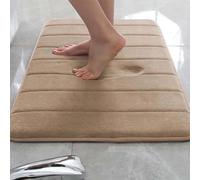 Rr tianshi Tapis de bain antidérapant pour salle de bain, extra doux, absorbant et à séchage rapide, en mousse à mémoire de forme (70 x 120 cm, beige)