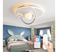 RRBEST LED Plafonnier pour Enfants, Moderne Lune Astronaute Plafonnier, Dimmable Acrylique Lumière Éclairage avec Télécommande, Garçons Et Filles Chambre Enfants Bébé Chambre Décoration Lustre