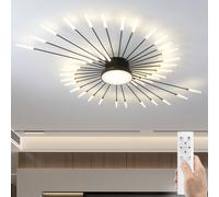 RRBEST Plafonnier LED Moderne Pour Salon, Moderne Plafonnier Dimmable avec télécommande, pour salon chambre à coucher et salle à manger(Noir,42+1 Tête)