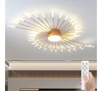 RRBEST Plafonnier LED Moderne Pour Salon, Moderne Plafonnier Dimmable avec télécommande, pour salon chambre à coucher et salle à manger(Doré,42+1 Tête)