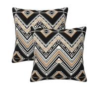 RRhgipp Housses de coussin décoratives en zigzag noir blanc brun clair pour canapé, lit, canapé, cadeau de Noël