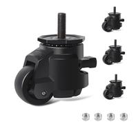 RRIUTO Roulettes de Nivellement Rétractable M12X30, 50mm Roulette pour Meubles Charge Lourde avec Design de la Poignée, 4 Roulettes Rétractables Capacité de 1000KG, Roulette Pivotantes À 360 Degrés