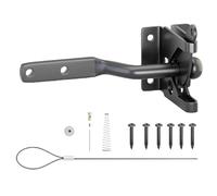 Rrlihjgu Loquet de Portillon à Automatique - Verrou de Porte Noir à Fermeture Automatique | Verrou de Sécurité pour Extérieur Métal Bois Jardin Grange Porche Ferme Terrasse Protection