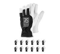 RS COMFO TEC WINTER Gants de montage en cuir de chèvre renforcé isolé avec InsTech/Taille 10, 12 paires/blanc/noir/pour travaux de précision/gants de travail Gants en cuir Gants de protection
