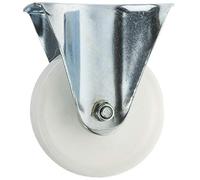 RS PRO, Roulette pivotante fixe Ø 100 mm, 125 kg, Ges H. 128 mm, roue de 35 mm, 102 x 84 mm, plaque en polypropylène
