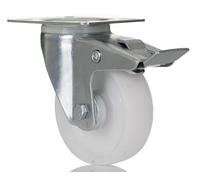 RS PRO, Roulette pivotante, freinée, roue pivotante Ø 100 mm, 125 kg, Ges H. 128 mm, roue de 35 mm, 102 x 84 mm, plaque