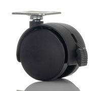 RS PRO, Roulettes pivotantes, roue de 50 mm, 50 kg, hauteur 63 mm, roue de 39 mm, 38 x 38 mm, plateau, matériau en nylon avec frein, lot de 4
