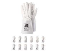 RS Tigon Gants de soudeur Gants de montage en cuir de vachette/Taille 11/12 paires/Blanc/Gants de travail en cuir/Gants de protection/Pour soudage TIG