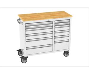 RS4 Workstation Armoire à outils en acier inoxydable 42 avec établi en bois massif