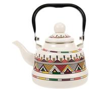 RSBFER Bouilloire à thé en émail Floral Vintage - Théière à Chauffage Rapide avec poignée en Porcelaine Cool Touch pour Eau Chaude, sans Sifflement,Blanc,1.1L
