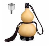 RSBFER Gourde en calebasse séchée Naturelle avec Couvercle - Flasque en Cire d'abeille étanche, Citrouille Chinoise décorative pour l'extérieur, la Maison, Le Camping et Les Cadeaux,500ml