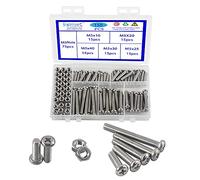 Rshuhx 150PCS M5 Boulons et écrous en Acier Inoxydable 304 Croix Tête Pan Mécanique Boulon Vis a Tete Ronde Vis et d'écrous à Tête Cylindrique et Fixations Vis à Métaux Assortiment Kit