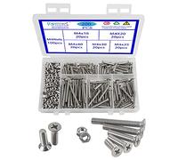 Rshuhx 200pcs M4 Boulons et écrous en Acier Inoxydable 304 Croix Vis à Métaux à Tête Fraisée Outils de Réparation de Fixations Kit D'assortiment pour Lit Bébé Têtes de Lit Chaises Meubles