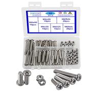 Rshuhx 80PCS M6 Boulons et écrous en Acier Inoxydable 304 Croix Tête Pan Mécanique Boulon Vis a Tete Ronde Vis et d'écrous à Tête Cylindrique et Fixations Vis à Métaux Assortiment Kit