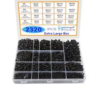 Rshuhx M2 M3 M4 M5 Vis et Écrous 2320pcs Noir Boulon et Écrous Rondelles Cylindrique Vis Six Pans Creux Assortiment Kit Bricolage Atelier Garage Réparation