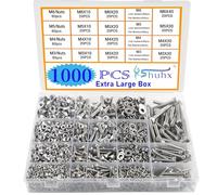Rshuhx M3 M4 M5 M6 Vis et Écrous 1000pcs Acier Inoxydable 304 Boulon et Écrous Cylindrique Pans Rondelles Creux Assortiment Kit Bricolage Atelier Garage Réparation