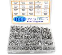 Rshuhx M3 M4 M5 M6 Vis et Écrous 1000pcs Acier Inoxydable 304 Boulon et Écrous Rondelles Cylindrique Vis Six Pans Creux Assortiment Kit Bricolage Atelier Garage Réparation