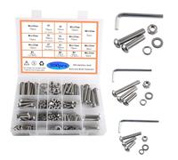 Rshuhx M5 M6 M8 Boulon et Écrous Vis à Tête Hexagonale Acier Inoxydable 304 Vis Tete Cylindrique Pans Creux Kit de Combinaison 300pcs
