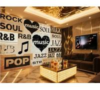 rskjdghshd Papier Peint Mode Notes De Rock Peintes À La Main Musique À La Mode Thème Bar Restaurant Occidental Fond Mural Après-midi Thé Café Papier Peint,3D,350x245cm