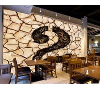 rskjdghshd Papier Peint Nostalgique Engrenages Mécaniques Sol Fissure Numérique Thème Bar Restaurant Occidental Fond Mural Après-midi Thé Café Papier Peint,3D,150x105cm