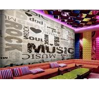 rskjdghshd Papier Peint Nostalgique Mur De Briques Peint À La Main Graffiti Musique Lettre Thème Bar Restaurant Occidental Fond Mural Après-midi Thé Café Papier Peint,3D,250x175cm