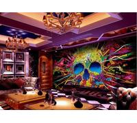 rskjdghshd Papier Peint Peint À La Main Coloré Graffiti Musique Thème Bar Restaurant Occidental Fond Mural Après-midi Thé Café Papier Peint,3D,350x245cm