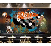 rskjdghshd Papier Peint Peint À La Main Hip-hop Tendance Graffiti Lettre Affiche Musique Bar Magasin De Boissons Fond Mur Restaurant Occidental Papier Peint Café Mural,3D,400x280cm