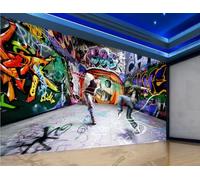 rskjdghshd Papier Peint Peint À La Main Personnalisé Hip-hop Graffiti Musique Bar Thème Restaurant Occidental Fond Mural Après-midi Thé Café Papier Peint,3D,350x245cm