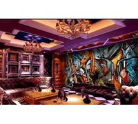 rskjdghshd Papier Peint Peint À La Main Rock Graffiti Hip-Hop Musique Thème Bar Western Restaurant Fond Mural Après-midi Thé Café Papier Peint,3D,200x140cm