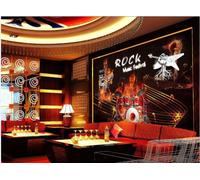 rskjdghshd Papier Peint Peint À La Main, Thème De Musique Rock Tendance, Magasin De Boissons De Thé De L'après-midi, Mur De Fond De Bar, Restaurant Occidental, Papier Peint Mural De Café,3D,300x210cm