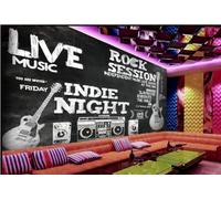 rskjdghshd Papier Peint Rétro Lettres Anglaises Peintes À La Main, Musique Rock, Thème Bar, Restaurant Occidental, Fond Mural, Thé De L'après-midi, Café,3D,250x175cm